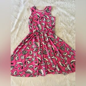 Dot Dot Smile Sketched Owls and Birds Twirl Dress size 8/10